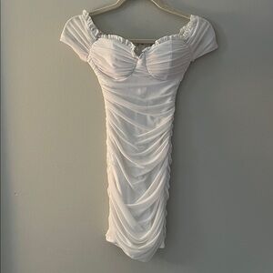 Ruched mesh mini dress - XS